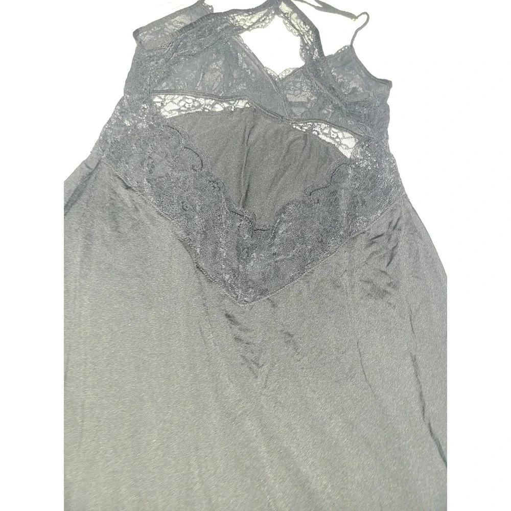 INC International Concepts Intimates Black Lace Trim Long Nightgown Small